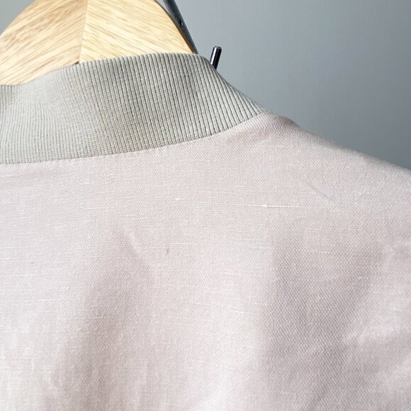 🍂 Light Beige Cream Modern Minimalist Canva Bomber Jacket - Picture 4 of 8